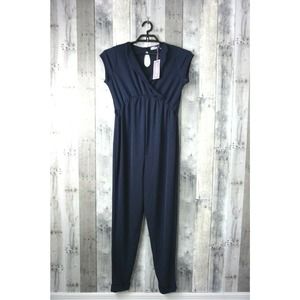 Bluebelle Blue Short Sleeve Maternity Jumpsuit
